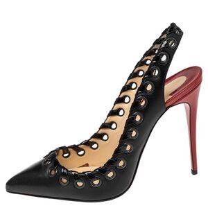 Christian Louboutin Black and Red Cutout Heels